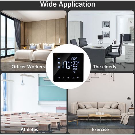 Jeffergarden Thermostat intelligent Wi-Fi pour chauffe-eau, contrôle de température, écran tactile, programmation hebdomadaire via application, compatible avec les thermostats sous contrat. (1/5)