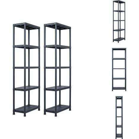 Industrieregale - Living Lagerregale 2 Stk. Schwarz 125 kg 60 x 30 x 180 cm Kunststoff (1/5)