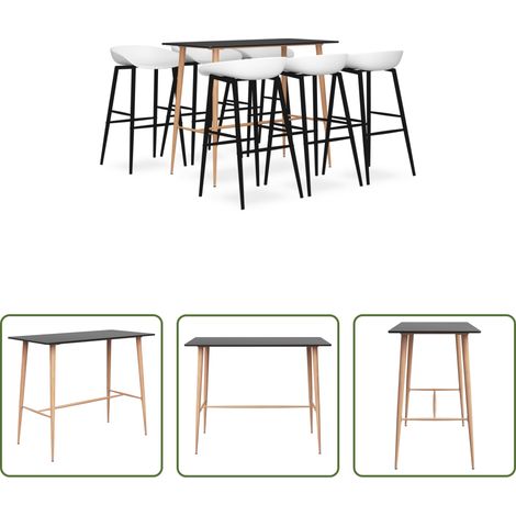 Tabouret de bar - Ensemble de bar 7 pcs Noir et blanc (1/5)