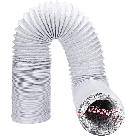 Tuyau d'évacuation pour climatiseur de 5 pouces de diamètre et 236 pouces de longueur, très flexible, pour l'évacuation de la fumée, de l'humidité, de la poussière, etc. (1/4)