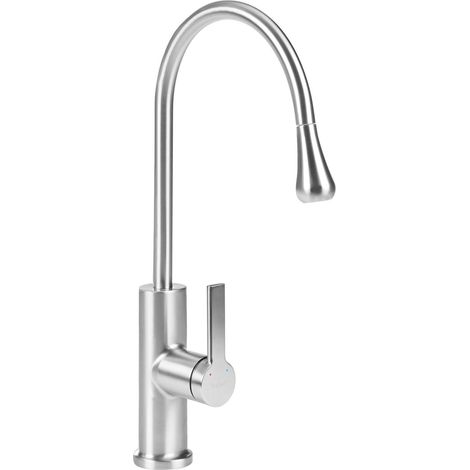 Mitigeur de Cuisine avec Douchette Extractible en Acier Inoxydable Pivotant à Ressort Spiral Finition Brossée Argenté Neuquen (1/5)