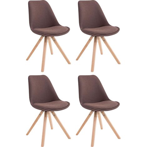 Lot de 4 chaises de salle à manger design scandinave en tissu marron et pieds en bois clair forme carré 100003201