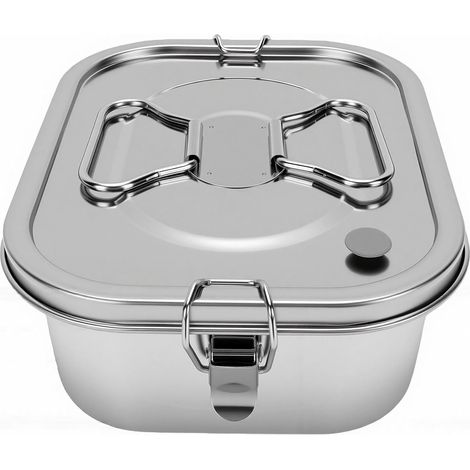Boîte de Conservation des Aliments en Acier Inoxydable, Récipient à Déjeuner Double Couche avec Poignée, Boîte de Nourriture à 2 Niveaux en Acier Inoxydable 304, pour l'école, le Bureau, les (1/5)