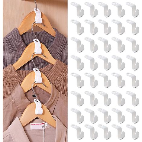 lot De 100 Cintres En Gel Peu Encombrants (blanc), Crochets De Liaison, Crochets De Fixation Pour Cintres, Gain De Place (1/5)
