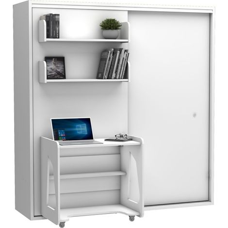 Letto a scomparsa stanza completa bianco 208x200x212cm (1/5)