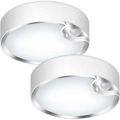Plafoniera a due componenti con sensore di movimento, a batteria, 400 lumen, 6000 K, 19,8 cm (7,8 pollici), luce attivata dal movimento per armadietti, (1/4)
