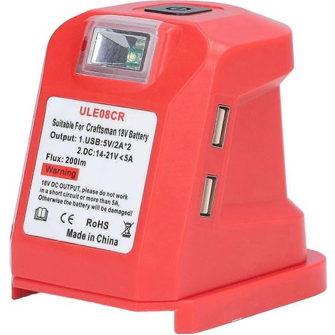 Lampe frontale LED rechargeable avec batterie au lithium et port USB (DC 14,4–19,2 V)