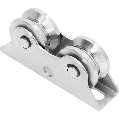 Roue rainurée en V avec support en acier inoxydable pour portail coulissant à rail inversé (1/5)