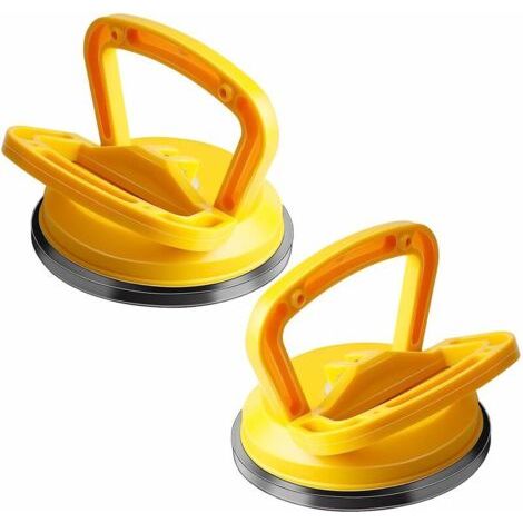 2 Pièces Ventouse Vitre Ventouse Carrelage Max.40kg Capacité 118mm Ventouses Vitrier Ventouse de Manutention pour Carrelage, Verre, Bois, Jaune (1/5)