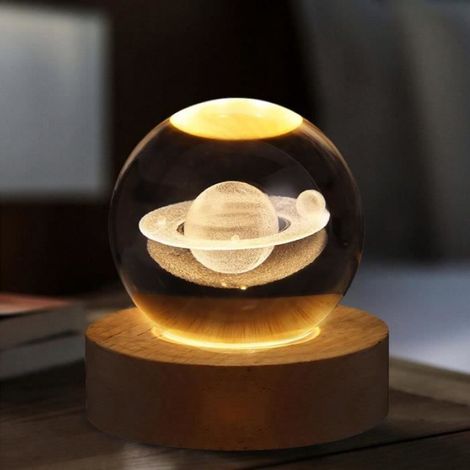Lampe À Poser - Boule De Cristal - LED Rechargeable USB - Veilleuse 3D - Diamètre 6 cm - Pour Chambre Enfant - 1 Pièce (1/4)