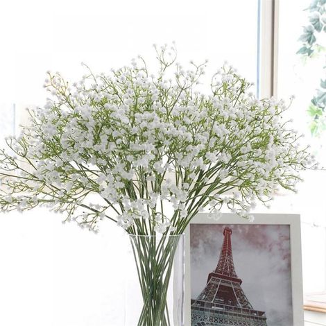 Fleurs Artificielles - Gypsophile Fausse - Bouquet de Fleur en Soie avec Fil Métallique Flexible - Décoration Intérieure Mariage Événement - 1 Pièce (1/5)