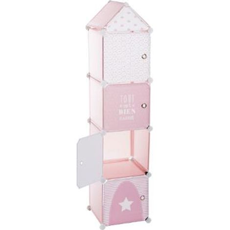 Colonne de rangement coloris Rose en Polypropylène - Dim : L34x l140 x H32 cm - PEGANE - (1/4)
