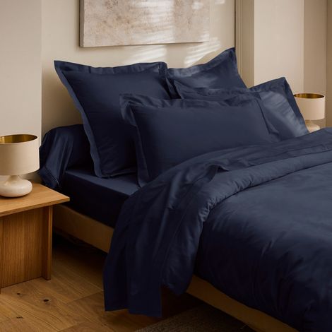 Drap Plat "Prestige" 100% Satin de coton Peigné 120 fils/cm² Coton Pur - Prestige Bleu Velours - 270 x 300 cm pour lit King size - Prestige Bleu Velours - 240 x 300 cm pour lit 2 places