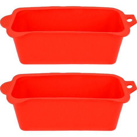 Lot de 2 bacs à graisse réutilisables en silicone, accessoires pour barbecue, compatibles lave-vaisselle, faciles à nettoyer, rouges. (1/5)