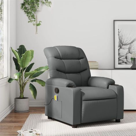 Massagesessel Relaxsessel Grau Kunstleder