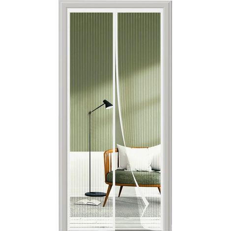 1 rideau moustiquaire magnétique 135 x 210 cm, fermeture automatique, couleur blanc, pour porte, fenêtre et balcon (1/5)