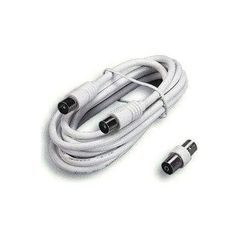 Cavo Lineare Tv coassiale Spina/spina diritta + adattatore 2 metri Nero Maurer (1/2)