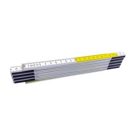 DOPPIOMETRO LEGNO HAND - BIANCO/GIALLO DECIMETRI ROSSI MT 2- 12 pezzi