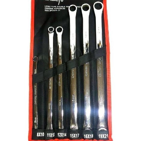 TrAdE Shop Traesio - Set 6 Pz Chiavi Inglesi Extra Lungo Double Chiavi Poligonali Da 8mm-21mm Metrico - (1/5)