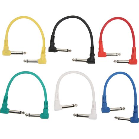 6 Câbles de Pédale de Guitare 6.35mm à Angle Droit pour Effets et Instruments (1/5)