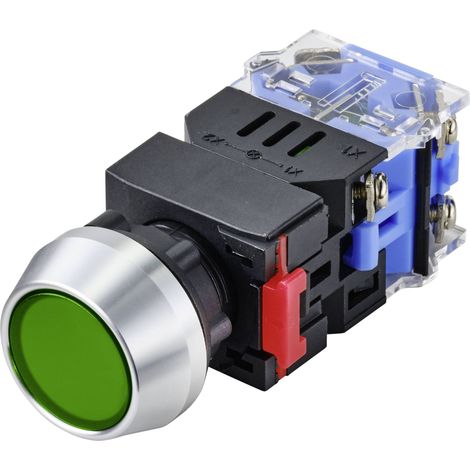 TRU COMPONENTS TC-9428112 LAS0-L-11/G/12V BOUTON POUSSOIR À PRESSION 250 V 5 A 1 X OFF/(ON) À RAPPEL VERT IP40 1 PC(S) (1/2)