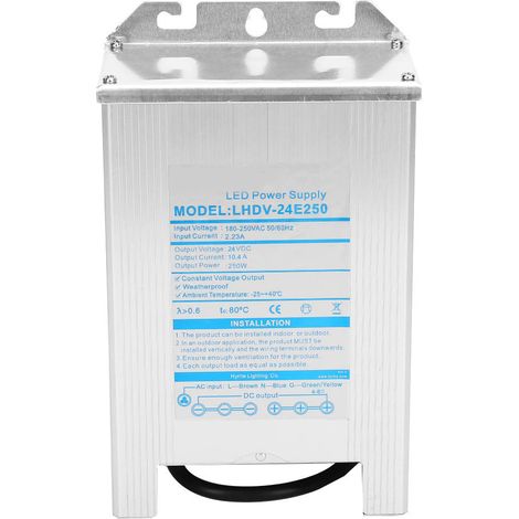 Alimentation à découpage étanche 250W 24V LHDV-24E en alliage d'aluminium pour modules LED (1/5)