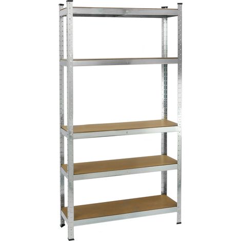 PrimeMatik - Étagère métallique pour rangement avec 5 étagères en bois 90x30x180 cm (1/5)