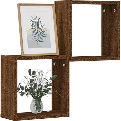 Étagères murales sous forme cube 2 pcs chêne marron 30x15x30cm (1/5)