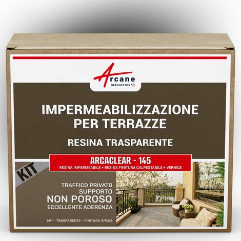 Guaina liquida trasparente: per terrazzi, piastrelle, piscine - KIT ARCACLEAR - 5 m², circolazione privata, supporto non poroso Finitura opaca - ARCANE INDUSTRIES (1/5)