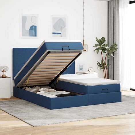 Ottoman-Bett mit Matratzen Blau 180x200 cm Stoff (1/5)