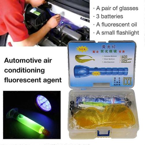 Détecteur de fuites de climatisation automobile amélioré : test de fuite de réfrigérant par lampe torche UV (1/4)