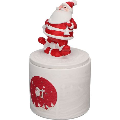 Bougie parfumée Noël Père Noël, cire de soja, arôme festif avec couvercle, pour méditation, bain, yoga. (1/5)
