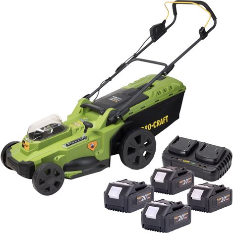 Cortacésped con batería Procraft PLM22bb 40 V (2x 20 V) 430 mm sin escobillas + 4 baterías de 4,0 Ah + cargador