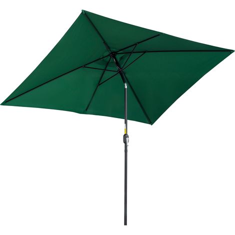 Ombrellone Rettangolare 2x3 m Pieghevole e Regolabile in Alluminio e Poliestere Verde e Nero (1/5)