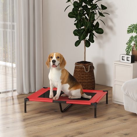 Coussin pour chien, transat robuste, surélevé et résistant aux intempéries, jusqu'à 50 kg, 92 x 76 x 18 cm, rouge (1/5)