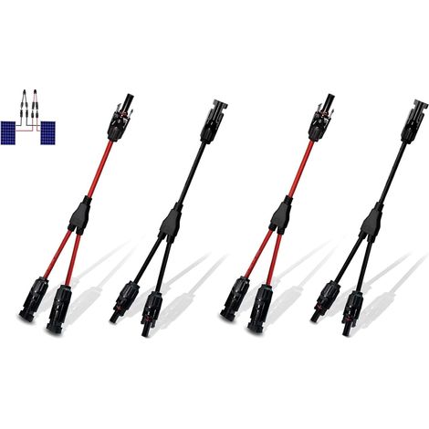 2 Paire Cable Solaire 4mm2 10AWG, Connecteur 1Y2 IP68 DC1500V Connecteur MFF/FMM étanche, adapté pour panneau et système solaire photovoltaïque extérieur (1/5)