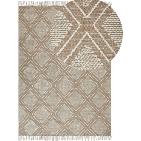 Teppich KACEM Beige 140 x 200 cm Baumwolle