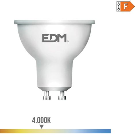 LED Kaltweißlampe, GU10, 8W, 600lm, 4000K, Tageslicht, 120°, Ø 5x5,5cm EDM 35389