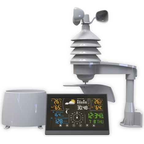 Wetterstation mit Farbdisplay, drahtlosem Wind- und Regensensor