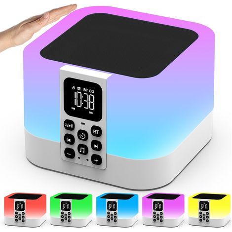 Bluetooth Speaker, Touch Night Light, White Noise Generator, Digital Alarm Clock, MP3 Player, Indoor/Outdoor (1/5)