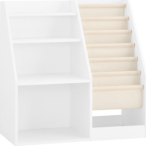 SoBuy Libreria Montessori per Bambini con 3 Ripiani e 1 Cesta Scaffale Portagiochi Bambini Libreria da Terra Salvaspazio e Multifunzione Bianco 80x40x80cm KMB119-W