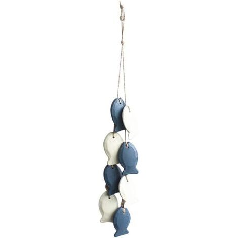 QORVA-1pc Suspendu Vintage Poisson en Bois Nautique Décoré Méditerranéen Mur Ornement Art Décor Artisanat Été Plage Cadeau (1/4)