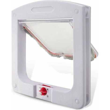 Chatière pour Chat, Chatière Verrouillable à 4 Voies pour Chat, Petit Chien, Facile à Installer et à Utiliser(Blanc) (1/5)