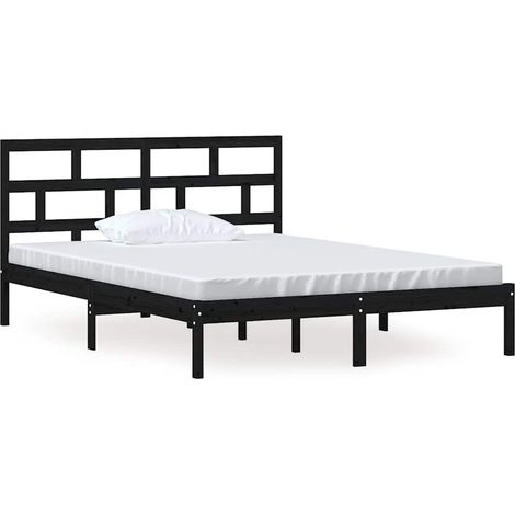 Maison Exclusive - Rám postele černý 150 x 200 cm King Size masivní dřevo (1/5)