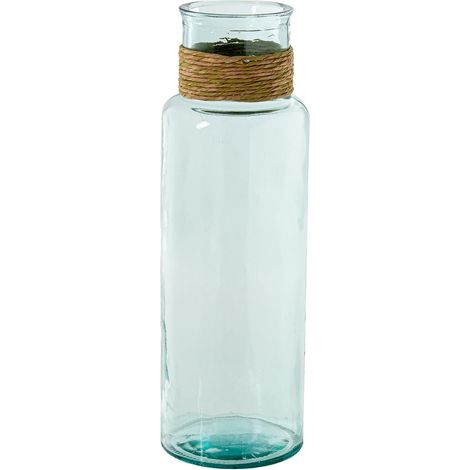 Vase de Sol en Verre Transparent et Naturel 15 x 15 x 45 cm (1/3)