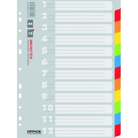 Separador de cart贸n para oficina tama帽o A4 /12 colores/ 21071221-99