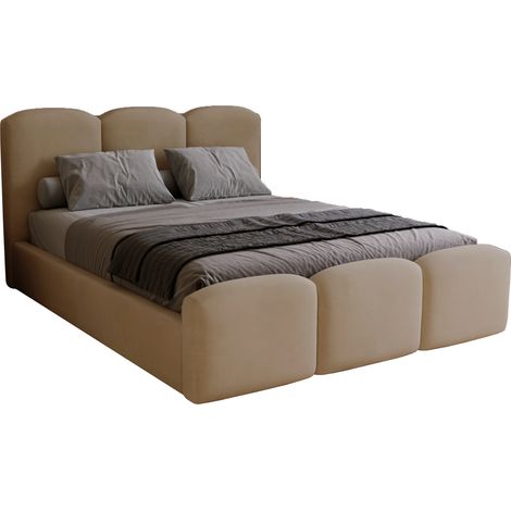 Lit double 160x200 Capri avec rangement - lit coffre, sommier - velours Brun (Magic Velvet 2206) (1/5)