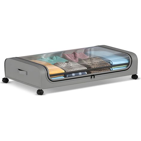SJLERST Boîte de rangement sous le lit avec couvercle et roulettes, boîte de rangement multifonctionnelle pour vêtements de dortoir à domicile (1/5)