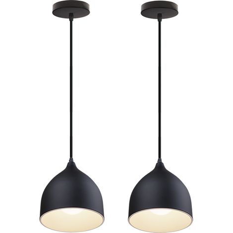 2 Stück Pendelleuchte Schwarz, Moderne Skandinavisch Hängelampe aus Metall E27 Mini Hängeleuchte für Wohnzimmer, Esszimmer, Schlafzimmer, Kinderzimmer
