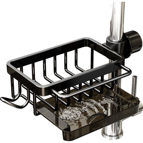 Support de robinet, panier d'égouttage multifonctionnel pour usage domestique, noir (1/5)